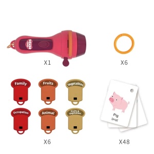 Set Jucarie Educativa, Flippy, Proiector Tip Lanterna Pentru Copii, 6 Teme, 48 de Imagini, Cutie Depozitare, +3 ani, Rosu - Img 5