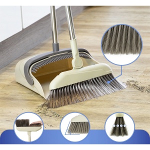 Set matura si faras cu coada, Flippy, Pentru uz casnic, Plastic/Otel, Maro/Bej, Depozitare verticala, 26x25.5x83 cm - Img 5