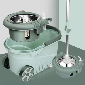 Set mop rotativ cu galeata Flippy, material plastic si microfibra, o rezerva inclusa, rezistent, cu dop scurgere, vas detasabil, orificiu pentru solutie, pentru interior, capacitate 8 l, verde - Img 6