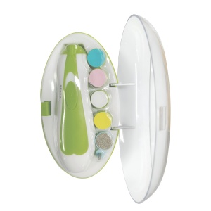 Set Pila Electrica pentru Copii si Bebelusi, Flippy, ABS, 6 Accesorii, cu Lumina LED, Verde Alb - Img 1
