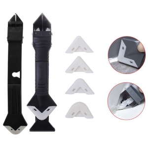 Set Racleta pentru Indepartare Adeziv, Racleta pentru Silicon si Lipici, 5 Capete din silicon, Dimensiune Inchisa 18.8 x 4 x 2.8 cm, Metal, Negru - Img 8