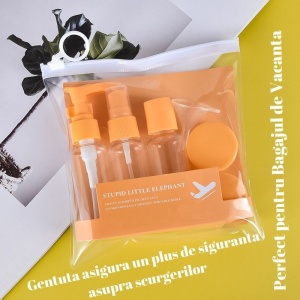 Set Recipiente pentru Cosmetice, Flippy, 5 Piese, cu Gentuta, pentru Calatorii, Reutilizabile, Portocaliu, Material Plastic, 40 ml, 10g - Img 3