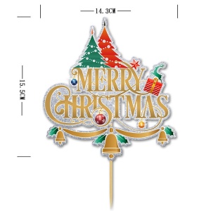 Set Toppere pentru Tort si Prajituri, Flippy, Tematica Craciun, Model Mare Scris Merry Christmas 15.5x14.3 cm, 6 Toppere Mici Modele Variate 5x5 cm, Multicolor - Img 2