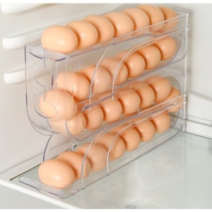 Suport Organizator pentru Oua, Flippy, pentru Frigiderul, Patru straturi, 32x20x7 cm, Transparent - Img 3