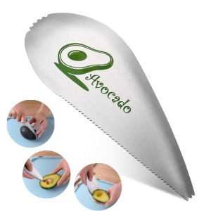 Taietor special pentru avocado Flippy, 3 in 1, forma curbata, zimti pentru apucare si taiere, din otel inoxidabil, 15 x 6 cm, gri - Img 6
