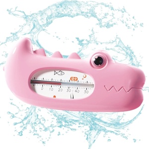 Termometru pentru Baie, Flippy, Plutitor, Rezistent la apa, Multifunctional, Model Crocodil, 2.7x6.5x3.7 cm, Roz - Img 3