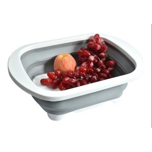 Tocator Multifunctional, Flippy, 2 in 1, cu Cos pentru Spalat si Scurgere Alimente, 480 g, Pliabila, Gri - Img 7