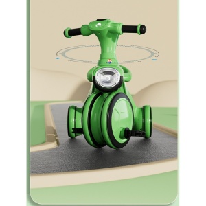 Tricicleta pentru copii Flippy, pedalare, impingere, lumini si sunete, pedale antiderapante, material dur, cos depozitare, varsta peste 18 luni, 80x40x52 cm, verde - Img 4