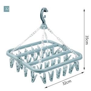 Uscator de rufe Flippy, 32 de cleme, Plastic, Pliabil, rotire 360 grade, 32x32 cm, Albastru - Img 2