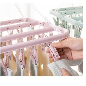 Uscator de rufe Flippy, 32 de cleme, Plastic, Pliabil, rotire 360 grade, 32x32 cm, Roz - Img 4