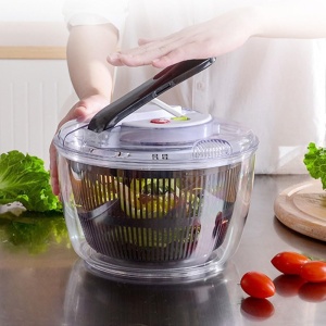 Uscator Manual pentru Salata si Verdeturi, Flippy, Plastic, 20x20x25 cm, Capacitate 5L, Negru - Img 9