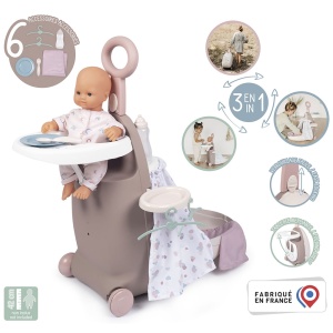 Valiza multifunctionala pentru papusi Smoby Baby Nurse 3 in 1 maro - Img 2