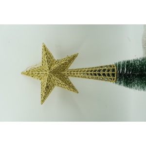 Varf decorativ de brad, Auriu, in forma de Stea, cu model decupat, din Plastic/Metal, 18 cm x 26 cm, Interior/Exterior, Flippy - Img 2