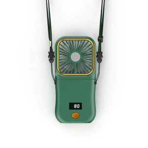 Ventilator Portabil Flippy, 3 in 1, de Mana, de Gat, de Birou, 16.7 x 8 x 1.9 cm, 3 Trepte de Viteza, Incarcare USB, Pliabil, Afisaj Digital, Suport Telefon, Verde - Img 2