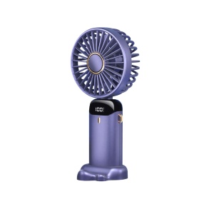 Ventilator Ultra Portabil cu Aromaterapie, Flippy, 3 in 1, de Mana, de Birou, de Gat, 5 Trepte de Viteza, Incarcare USB, Autonomie 12h, Pliabil, cu Ecran LCD, Mov - Img 1