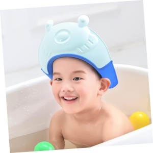 Viziera de Protectie Baie Pentru Copii, Fippy, Model Broasca, Dimensiune ajustabila, Durabil, Usor de curatat, Impotriva Samponului, pentru Ochi si Urechi, TPE+PP, 24x23 cm, Albastru - Img 8