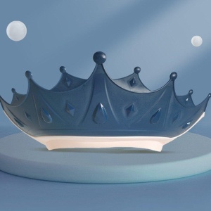 Viziera de Protectie Baie Pentru Copii, Fippy, Model Coroana, Dimensiune ajustabila, Durabil, Usor de curatat, Impotriva Samponului, pentru Ochi si Urechi, TPE+PP, 15x13 cm, Albastru Inchis - Img 4