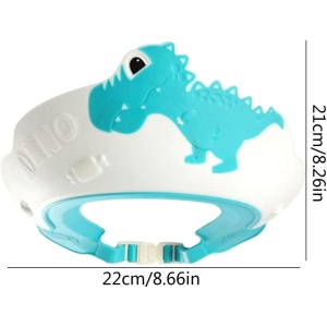 Viziera de Protectie Baie Pentru Copii, Fippy, Model Dinozaur, Dimensiune ajustabila, Durabil, Usor de curatat, Impotriva Samponului, pentru Ochi si Urechi, TPE+PP, 22x21 cm, Albastru - Img 8