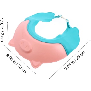 Viziera de Protectie Baie Pentru Copii, Fippy, Model Purcelus, Dimensiune ajustabila, Durabil, Usor de curatat, Impotriva Samponului, pentru Ochi si Urechi, TPE+PP, 23x23 cm, Roz - Img 8