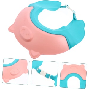 Viziera de Protectie Baie Pentru Copii, Fippy, Model Purcelus, Dimensiune ajustabila, Durabil, Usor de curatat, Impotriva Samponului, pentru Ochi si Urechi, TPE+PP, 23x23 cm, Roz - Img 12