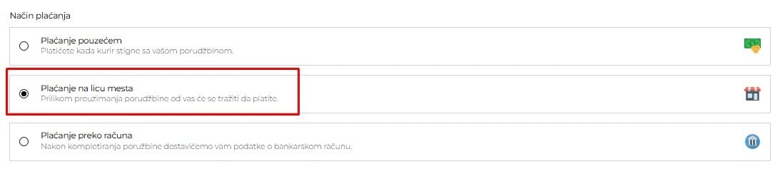 Plaćanje na licu mesta