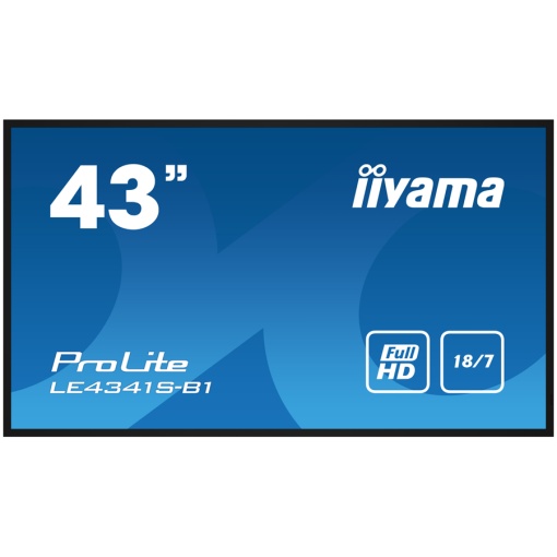 43" 1920x1080, IPS panel, 1% Haze, Landscape mode, Speakers 2x 10W , VGA, 3x HDMI, 350cd/m², Media Play USB Port, Control LAN / RS232C, VESA 400x400 LE4341S-B1