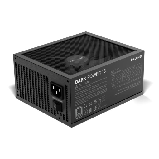 be quiet! DARK POWER 13 750W, 80 PLUS Titanium efficiency (up to 95.8%), ATX 3.0 PSU with full support for PCIe 5.0 GPUs and GPUs with 6+2 pin connector, Overclocking key switches between four 12V rails and one massive 12V rail BN333