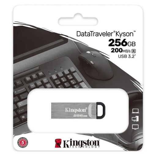 Kingston 256GB USB Flash Drive, USB 3.2 Gen.1, DataTraveler Kyson, Read up to 200MB/s, Write up to 60MB/s DTKN/256GB