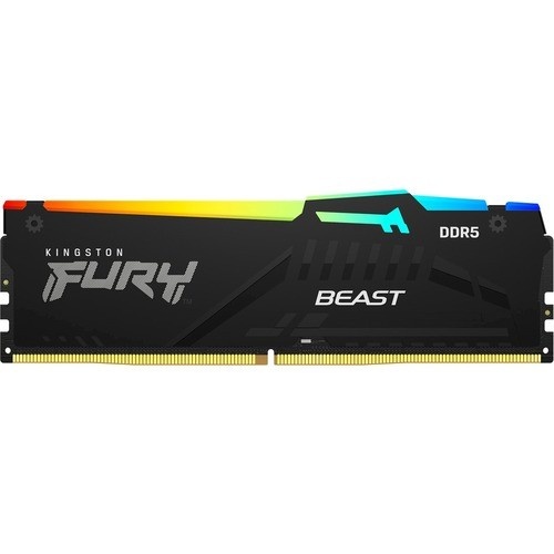 Kingston DDR5 16GB 5600MT/s [FURY BEAST RGB], Non-ECC UDIMM, CL40 1.25V, 288-Pin 1Rx8, Black, w/RGB Heatsink, XMP KF556C40BBA-16 *