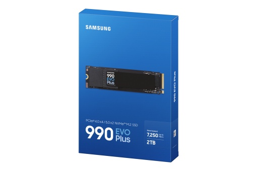 Samsung M.2 NVMe 2TB, 2280, PCIe Gen 4.0x4/5.0x2, 990 EVO Plus, Read up to 7250 MB/s, Write up to 6300 MB/s (single sided) MZ-V9S2T0BW