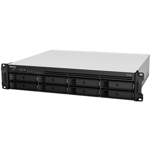 Synology RackStation RS1221RP+; Rack 2U, 8-bay 3.5''/2.5" SATA HDD/SSD, AMD Ryzen V1500B 4-core 2.2GHz; 4GB DDR4 ECC SODDIM,2x Memory slots; 4x RJ-45 1GbE LAN Port; 2xUSB 3.2; eSATA port; PCI Gen2x8 slot (x4 link); 11.7 kg; 3yr w RS1221RPPLUS