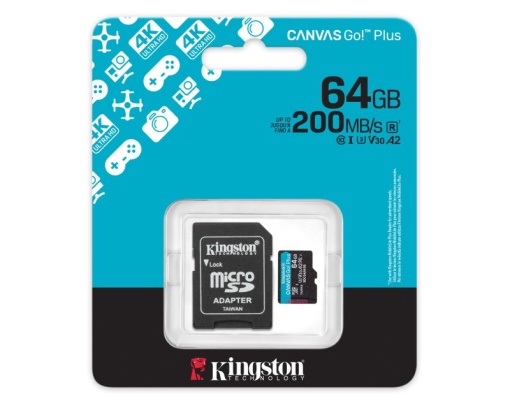 KINGSTON Memorijska kartica U3 V30 microSDXC 64GB Canvas Go Plus 200MB/s A2 + adapter SDCG4/64GB *
