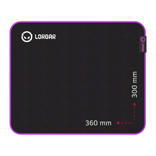 Lorgar Main 313, Gaming mouse pad, High-speed surface, Purple anti-slip rubber base, size: 360mm x 300mm x 3mm, weight 0.195kg LRG-GMP313