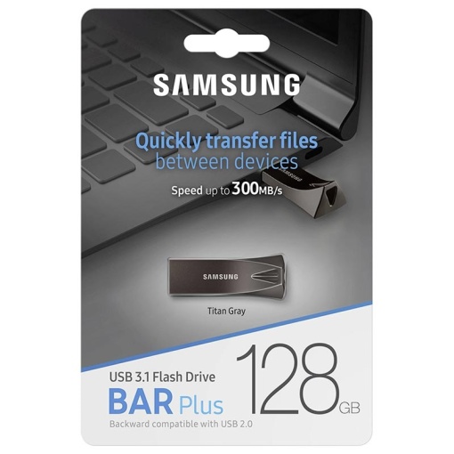 Samsung 128GB USB Flash Drive, USB 3.1, BAR Plus, Read up to 400MB/s, Black MUF-128BE4/APC
