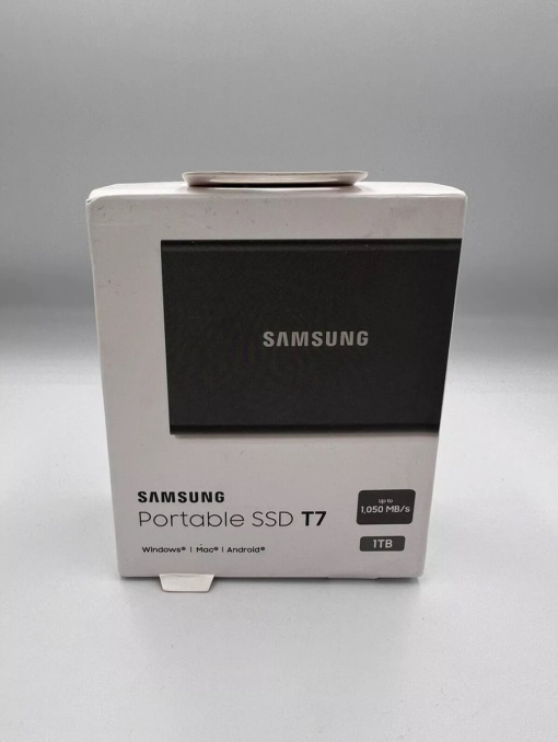 Samsung Portable SSD 1TB, T7, USB 3.2 Gen.2 (10Gbps), [Sequential Read/Write : Up to 1,050MB/sec /Up to 1,000 MB/sec], Grey MU-PC1T0T/WW