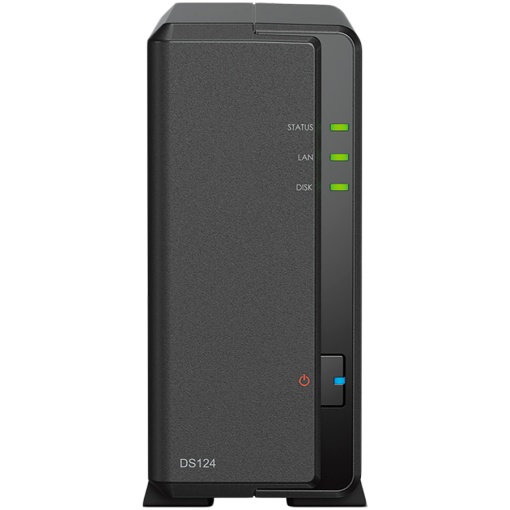 Synology DiskStation DS124 1-Bay NAS, CPU 4-core 1.7 GHz, 1 GB DDR4, 1 x 1Gbe LAN, 2 x USB 3.2 DS124