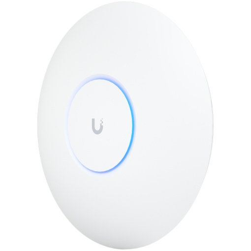 UBIQUITI U6 Pro; WiFi 6; 6 spatial streams; 140 m² (1,500 ft²) coverage; 350+ connected devices; Powered using PoE; GbE uplink. U6-PRO