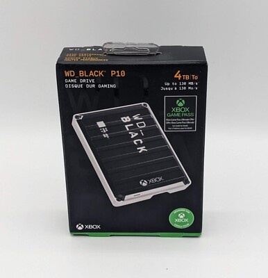 Western Digital External HDD 4TB for Xbox, USB3.2 Gen1, Speeds of up to 130 MB/s, WD_BLACK D10 Game Drive for Xbox, Black/White WDBA5G0040BBK-WESN