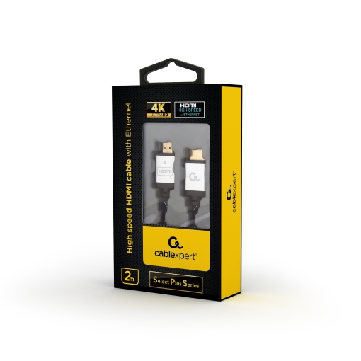 Gembird MONITOR Cable, Select Plus Series, High speed HDMI 4K with Ethernet, HDMI/HDMI M/M, Gold Plated, Braided, 2m CCB-HDMIL-2M