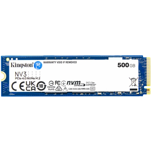 Kingston 500GB NV3 SSD M.2 2280 PCIe 4.0 NVMe, Read: 5,000/ Write: 3,000MB/s SNV3S/500G *