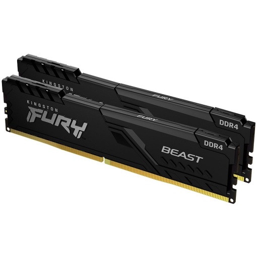 Kingston DDR4 64GB (2x32GB) 3200MHz [FURY BEAST], Non-ECC UDIMM, CL16 1.35V, 288-Pin 2Rx8, Memory Kit, w/Heatsink KF432C16BBK2/64 *