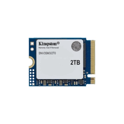 Kingston M.2 NVMe 2TB, 2230, PCIe Gen 4x4, NV3, Read up to 6,000 MB/s, Write up to 5,000 MB/s, (single sided) SNV3SM3/2T0