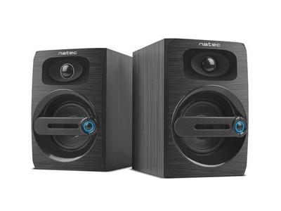 Natec COUGAR, Stereo Speakers 2.0, 6W RMS, USB power, 3.5mm Connector, Wooden Case, Black NGL-1641