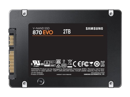 Samsung 2.5" 2TB SSD, SATA III, 870 EVO, Read up to 560 MB/s, Write up to 530 MB/s MZ-77E2T0B/EU *