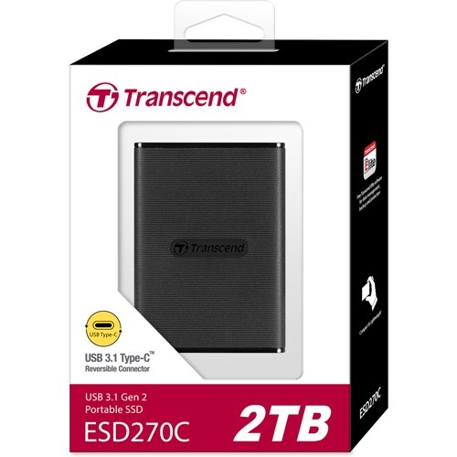 Transcend 2TB, Portable SSD, ESD270C, USB 3.1 Gen 2, Type C TS2TESD270C
