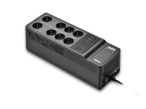 APC APC Back-UPS 850VA, Standby, Floor, 850VA/520W, 230V, AVR, 8x Schuko (6x Full + 2x Surge), USB Type-C & A Fast Charger Ports (Total 2.4A), PF 0.61 (Full load), Battery 9Ah (RBC17), Line Protection RJ-45 BE850G2-GR