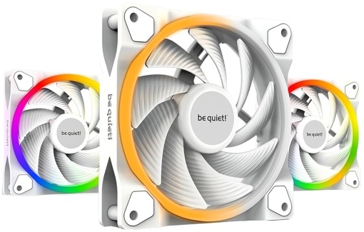 be quiet! LIGHT WINGS 120mm PWM high-speed, White, Triple Pack with ARGB Hub, 2500 rpm, Noise level 31 dB, 4-pin connector, Airflow (53.3 cfm / 88.86 m3/h), ARGB lighting on front and rear BL101