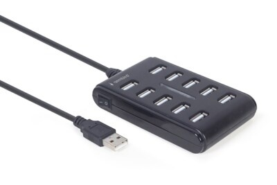 Gembird 10-port USB 2.0 hub, black UHB-U2P10P-01
