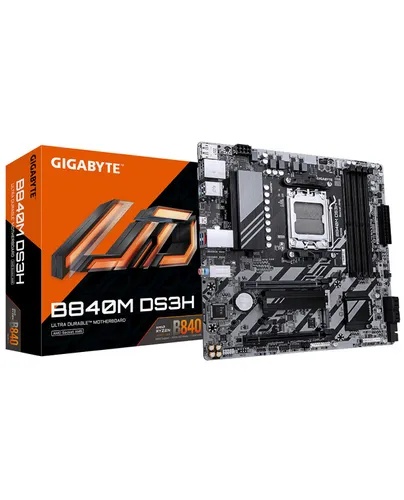 Gigabyte AM5, AMD B840 Chipset, 4x DDR5 DIMM, X3D Turbo Mode to unleash new era gaming performance B840M DS3H *