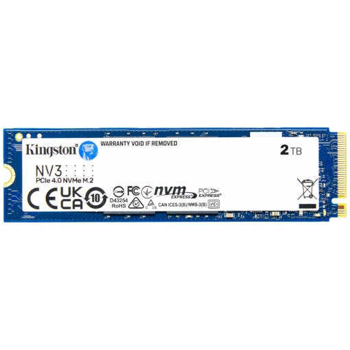 Kingston 2TB NV3 SSD M.2 2280 PCIe 4.0 NVMe, Read: 6,000/ Write: 5,000MB/s SNV3S/2000G *